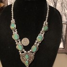 Native Jeweler Genuine polished BLUE GEM Turquoise Squash Blossom Necklace — photo 2