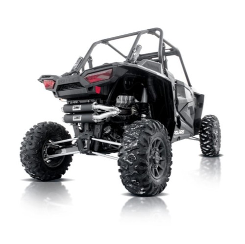 HMF Titan Brushed Dual Slip On Exhaust QS Quiet System Polaris RZR XP Turbo | 4 - Foto 3 di 3