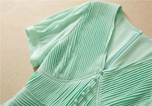 Princess Designer Elegant Casual Party V-Neck Short Sleeve Midi Mint Dress - Picture 11 of 36