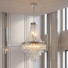 20'' Crystal Chandelier French Chrome Raindrop Pendant 11 Light Kitchen Fixture