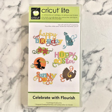 1 Cricut Art Cartridge Celebrate With Flourish Holiday Craft Box Overlay Booklet