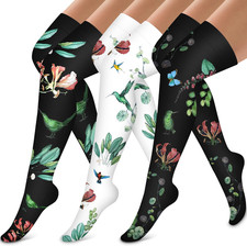 Thigh High Compression Socks for Women and Men Circulation 3 Pairs over the Kne