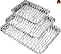 Wildone Backblech Mit Gitter-Set (3 Pfannen + 3 Gestelle), Edelstahl-Backform