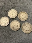 5 Barber Quarters. 90% Silver