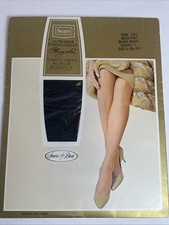 Vintage Sears Cling-Alon Ultra Sheer Mesh Knit Stockings Black Size A