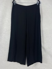 Elie Tahari Pants Women s 10 Black Cropped Wide-Leg Mid Rise Stretch New