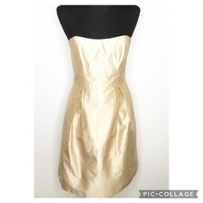 Jenny Yoo Collection gold metallic strapless silk dress size 4