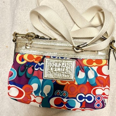 New Coach Poppy C Glam Graffiti Crossbody Bag  Multicolor/Gold *RARE* 2000