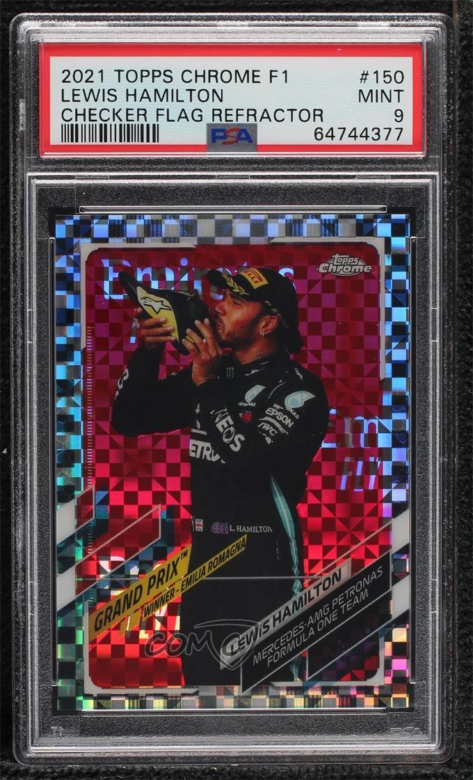 2021 Topps Chrome Formula 1 Checker Flag Refractor Lewis Hamilton PSA 9 MINT ux8