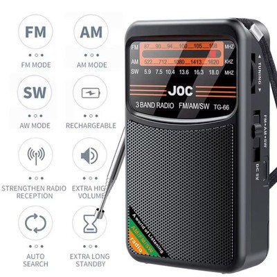 Mini Portable Radio AM/FM/SW Digital Stereo Radio Rechargeable USB Charging
