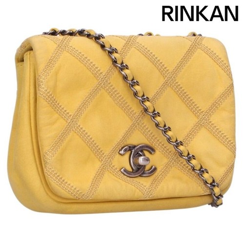 Chanel Matelasse Full Flap Canvas Leather Chain Shoulder Bag Ladies' Used b47ea1