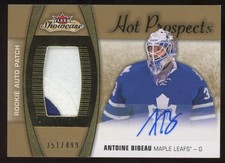 2015-16 Fleer Showcase Hot Prospects Patch Antoine Bibeau RC Auto 351/499 #165