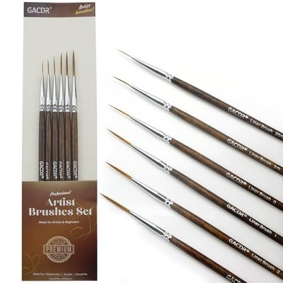 Rigger Liner Brushes, 6 Pcs Extra Long Fine Tip Paint Brush Set Script 