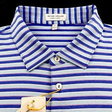 Peter Millar Crown Sport Summer Comfort Performance Stripe Polo Sapphire XL