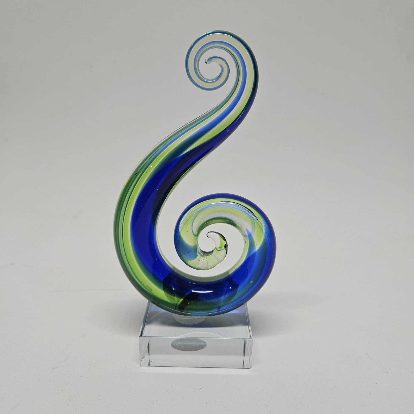 New Zealand Collection Maori Design Double Koru Green & Blue Glass Award Trophy