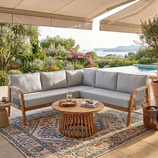 Garden Gear Acacia 5 Seater Corner Sofa Set Outdoor Patio Furniture Lounge Set