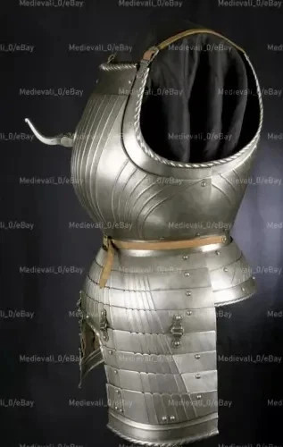 18G Steel Knight Maximilian Style Cuirass Medieval Breastplate Chest Jacket - Picture 4 of 4