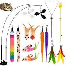 TXRRURE Cat Feather Toys, Enhanced Suction Cup Interactive Cats Mix