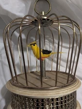 Vintage Bird In Cage Mechanical  Automaton Mechanical Birdcage Old Battery Motor