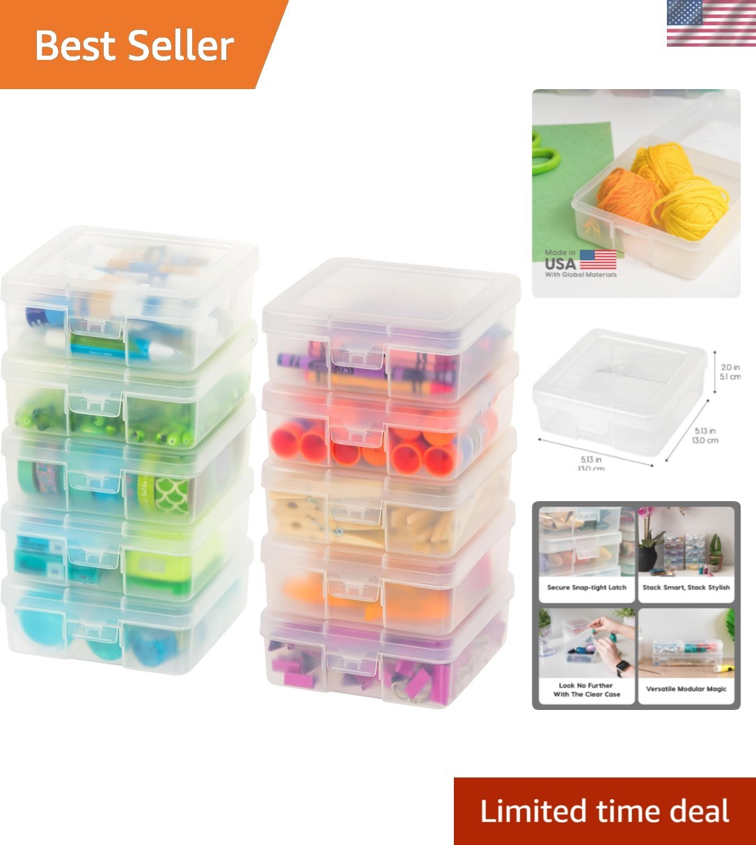 Case Boxes, 10-pack, ||, Plastic Bead Organizing Containers With Snap ...