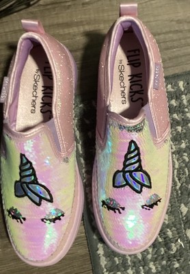 Skechers Flip Kicks Reversible Twi Lites Pnk Unicorn Daydream Girls Sneaker Sz 2