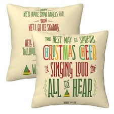 Buddy the Elf Świąteczny wzór tekstowy Kwadratowe poszewki na poduszki, współczesny styl