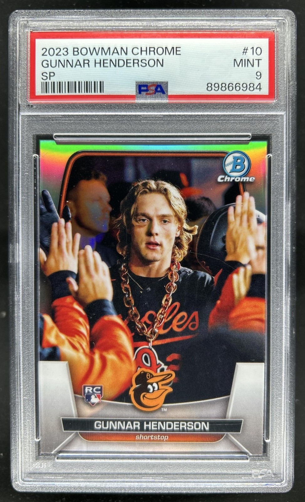 2023 Bowman Chrome Gunnar Henderson RC VAR SP Rookie #10 Orioles PSA 9
