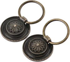 2Pcs Small Vintage Style Cabinet Drawer Handle Knob Antique Bronze Ring Pull for