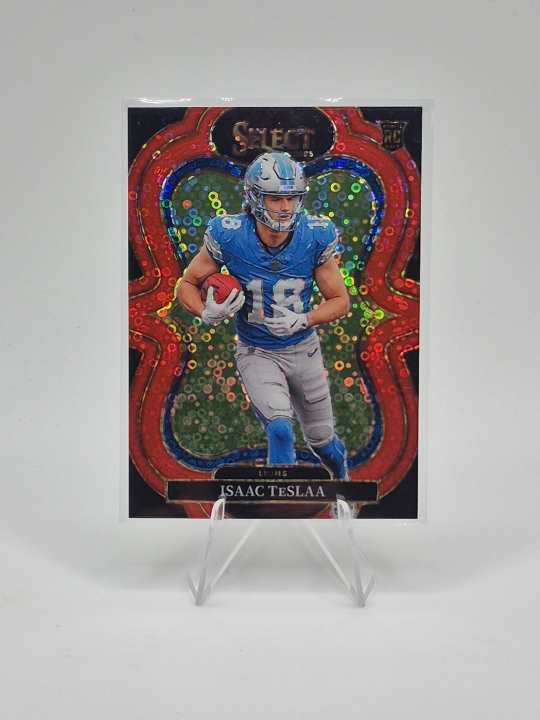 Isaac Teslaa 2025 Panini Select Red Disco Prizm /49 Suite Level Rookie Lions SP