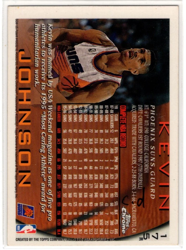 1996-97 Topps cromo refractor Kevin Johnson Phoenix Suns #175 Foto 2 de 3