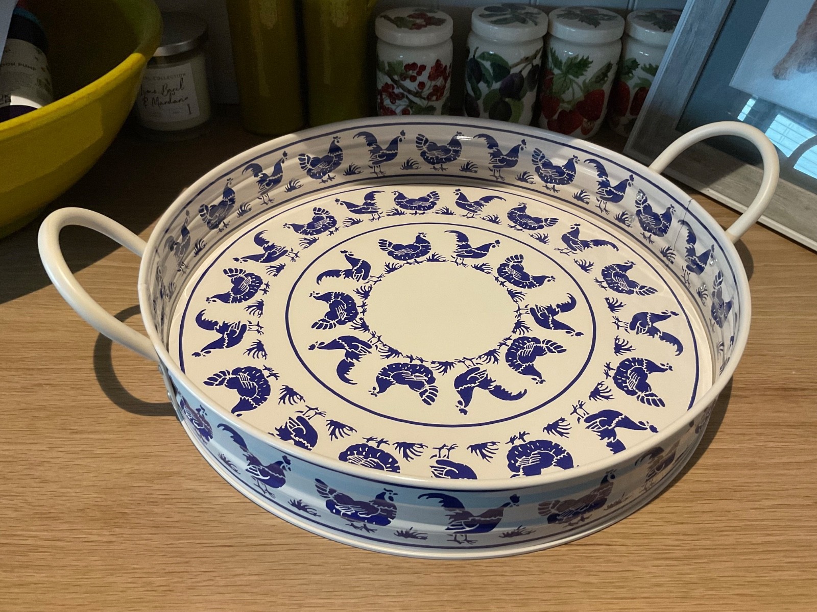 Emma Bridgewater Tray Large Handle Blue Hens Kitchen Serving Tray