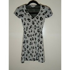 Velvet Torch Dress Gray Black Animal Cheetah Print Faux Wrap Nordstrom SizeXS