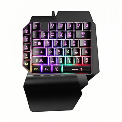 Guiheng Wired Ergonomic Single-Hand Gaming Keyboard RGB Backlit 39-Key PC