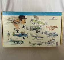 Vintage United Airlines Pencil School Box UNMARKED w/ Tulip Logo Wright Brothers