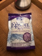 New 2 X 16 oz Amoray Natural Epsom Salt Lavender Essential Oil Bath Crystals