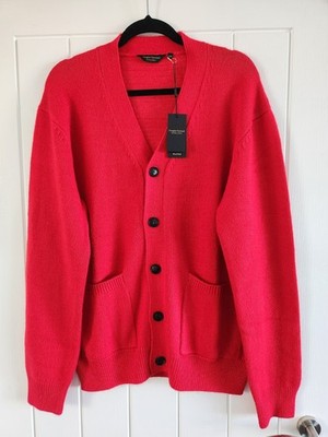 Douglas Hayward Wool Blend Knitted Cardigan Red Slim Fit XXL Brand New RRP £225