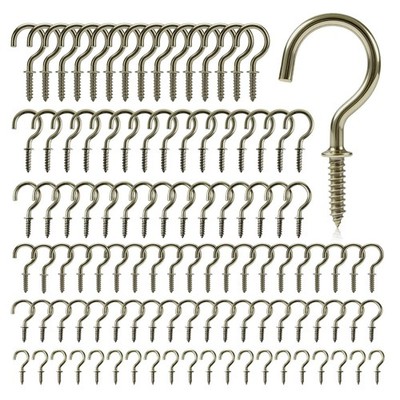 Zruosiniy 105 Pcs Premium Screw Cup Hook Set, 6 Sizes Bronze Screw-in Hooks (...