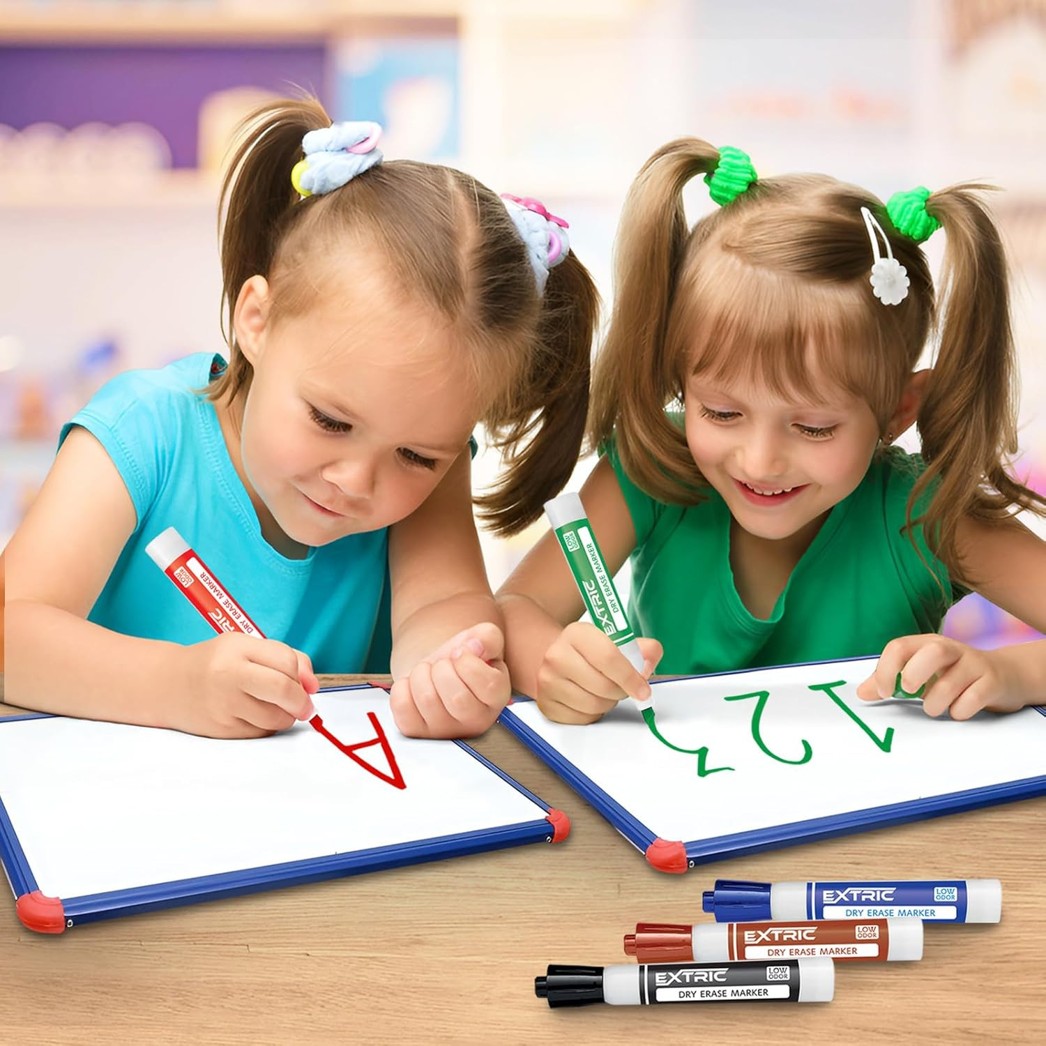 Dry Erase Markers Chisel Tip, 6 Whiteboard Markers, Dry Erase Marker with Era...