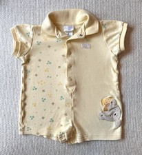 Vintage Carters Baby Romper Size 6-9 Month Teddy Bear Duck Embroidered Yellow