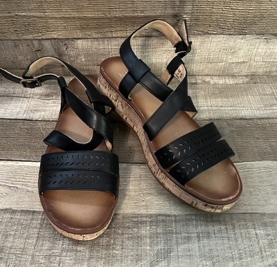 Naturalizer Earlybird Black Strap Cork Sandel with Cutout Designs Size 9M