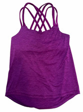 PrAna Waterfall Tank Top Women s Small Purple Strappy Back Built In Bra Yoga