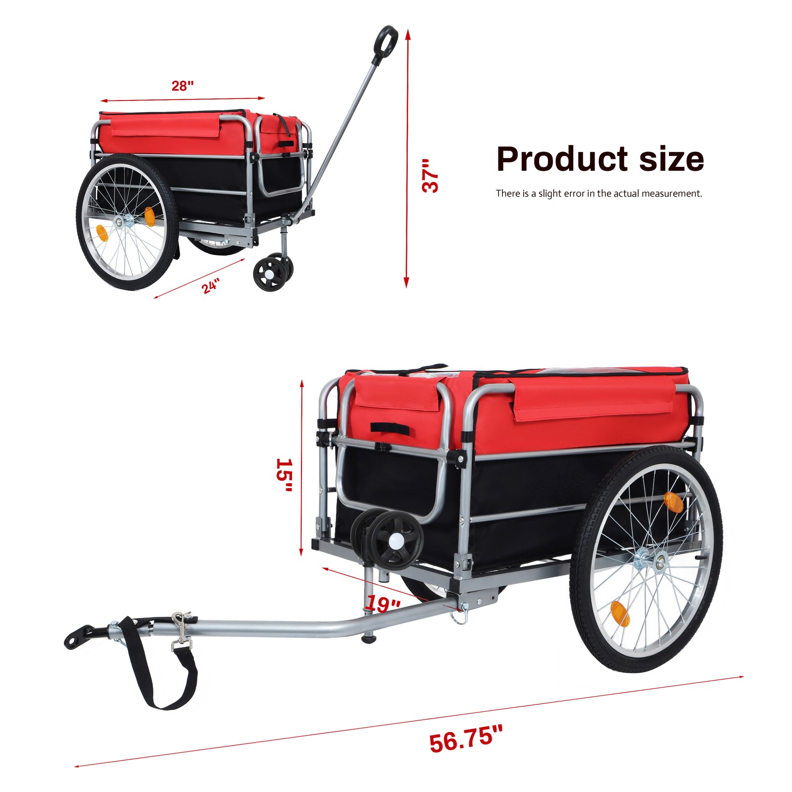 Bike Cargo Trailer  Aluminum Luggage Cart Heavy Duty 220 lbs Bicycle Wagon Cart