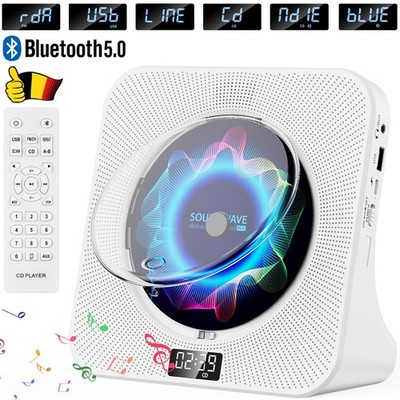 Tragbarer CD-Player mit Bluetooth, Eingebaute HiFi-Lautsprecher FM Radio Boombox