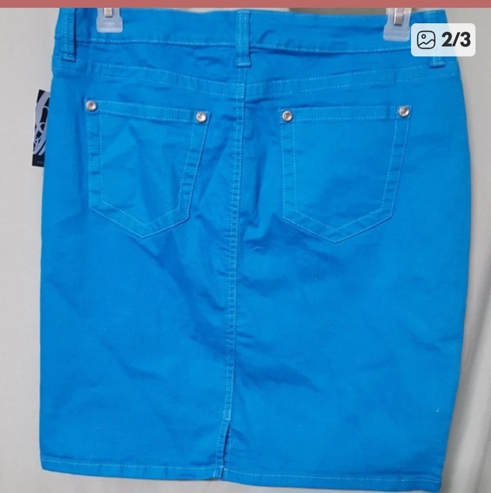 Nine West Blue Skirt Mini Above Knee Stretch Jean  Size 12  32" Waist  - Image 2 of 4