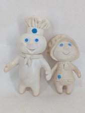 Vintage 1971 Pillsbury Dough Boy And 1972 Girl Soft Rubber Dolls Advertising