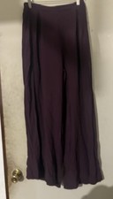 Sienna Sky Womens Trouser Pants Sz Med Rayon Linen Purple Wide Leg 25  Inseam