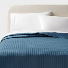 Twin/Twin Extra Long Washed Cotton Sateen Quilt Indigo - Threshold: