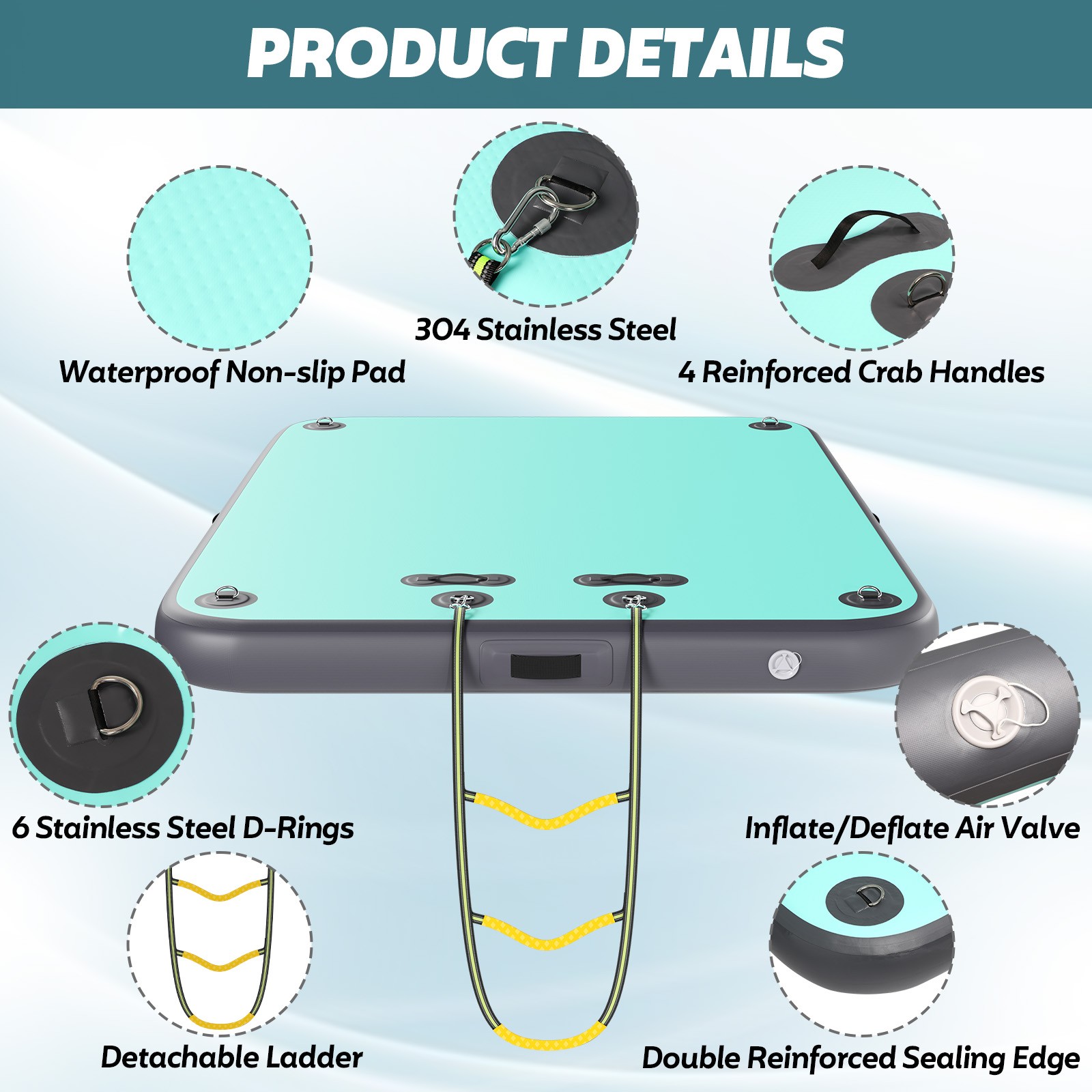 8x6FT Inflatable Pool Floats Water Inflatable for Adults Pool Float Islands