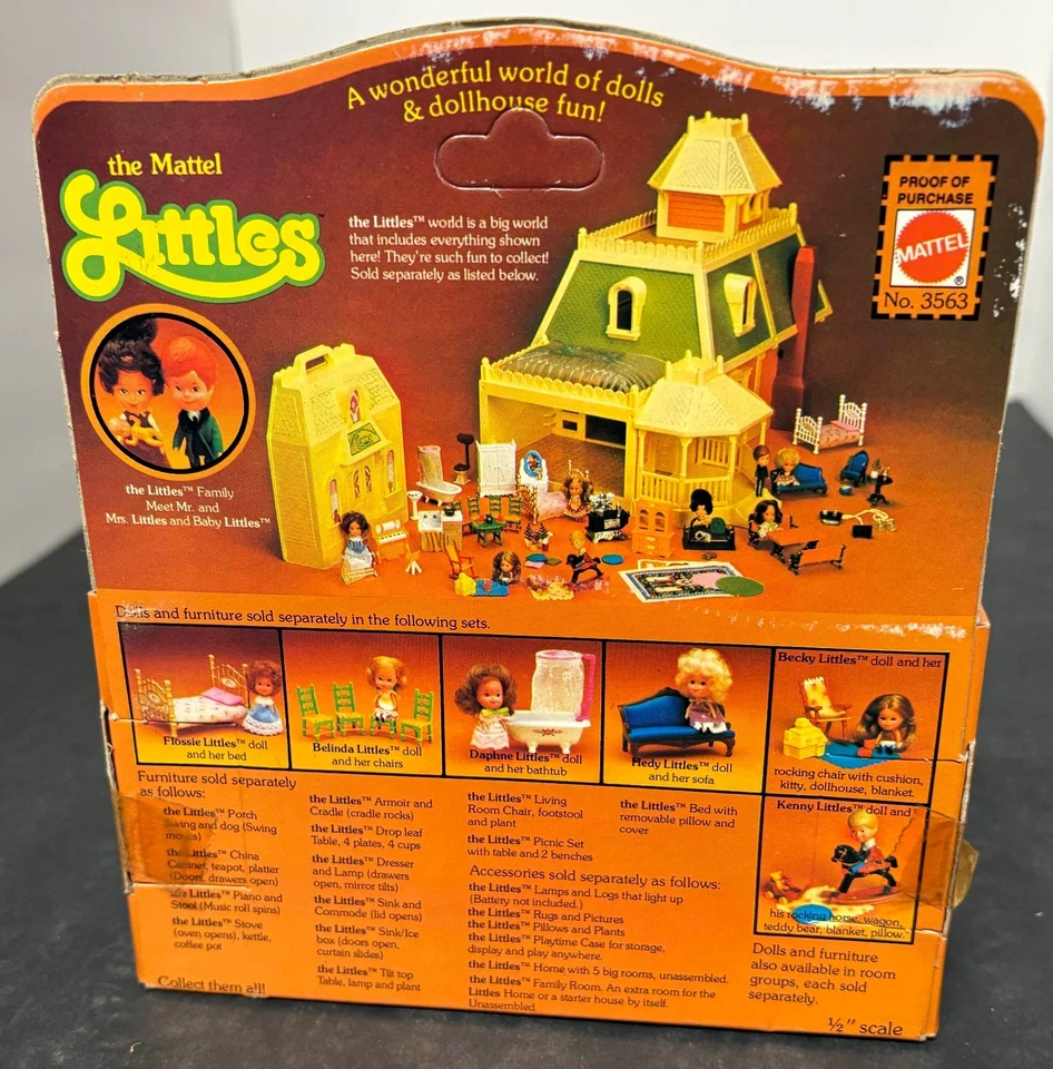 Mattel #3563 1980 The Littles Kenny muñeca Rocking Horse Wagon etc fundido a presión en caja original Foto 3 de 4