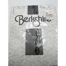 VINTAGE 1985 BERKSHIRE STOCKINGS Side Cable Black Average Size Pantyhose